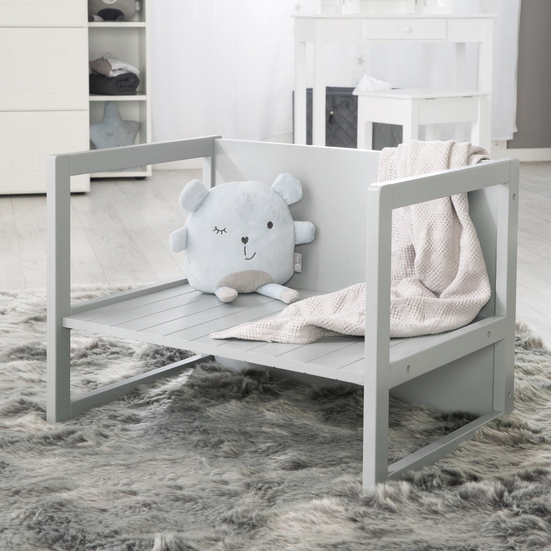 Set de mesa y sillas infantil de estilo rústico, taburete + mesa, giratorio asiento en gris – Foto ambientada (5/11)