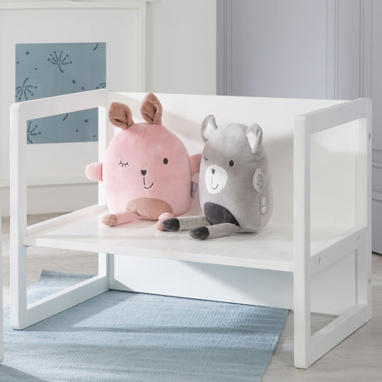 Set tavolo e sedie per bambini in stile country, sgabello + tavolo, girevole seduta in bianco – Foto d'ambiente (6/14)
