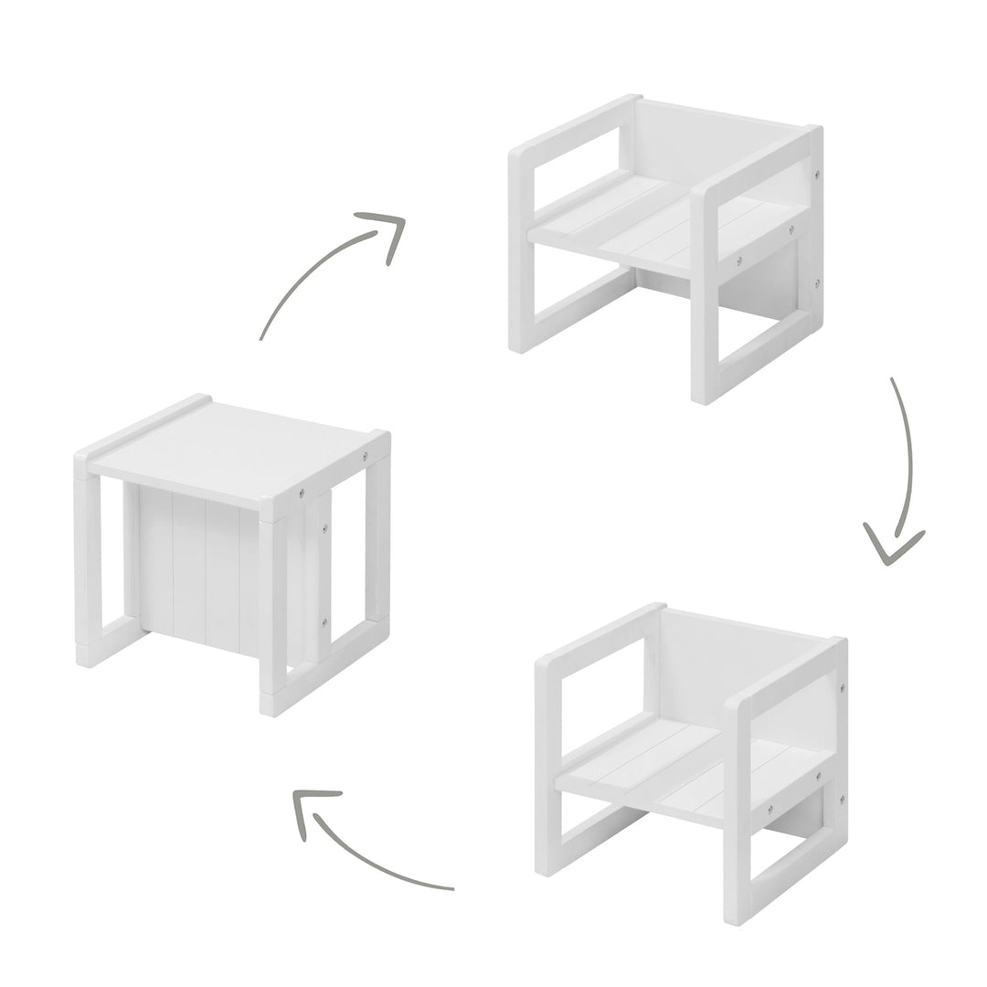 Set tavolo e sedie in stile country per bambini, 2 sgabello & una per tavolo umwandelbarer panca per bambini, bianco – Infografica (5/14)
