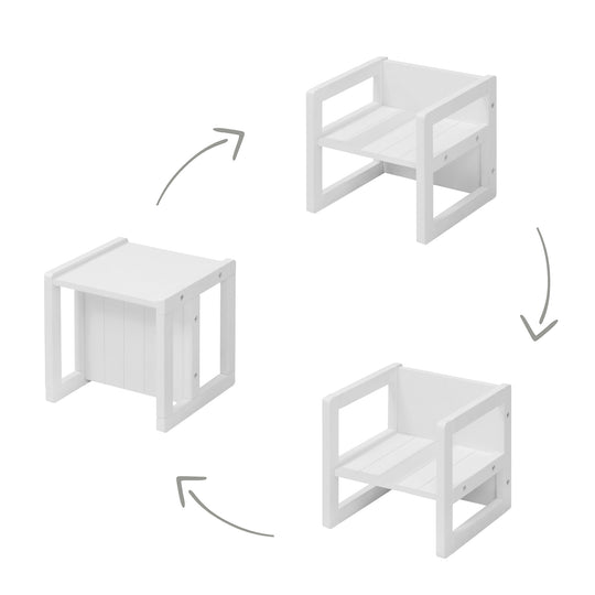 Set tavolo e sedie in stile country per bambini, 2 sgabello & una per tavolo umwandelbarer panca per bambini, bianco – Infografica (5/14)