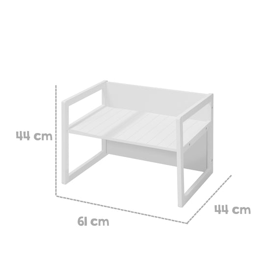 Set tavolo e sedie in stile country per bambini, 2 sgabello & una per tavolo umwandelbarer panca per bambini, bianco – Infografica (11/14)