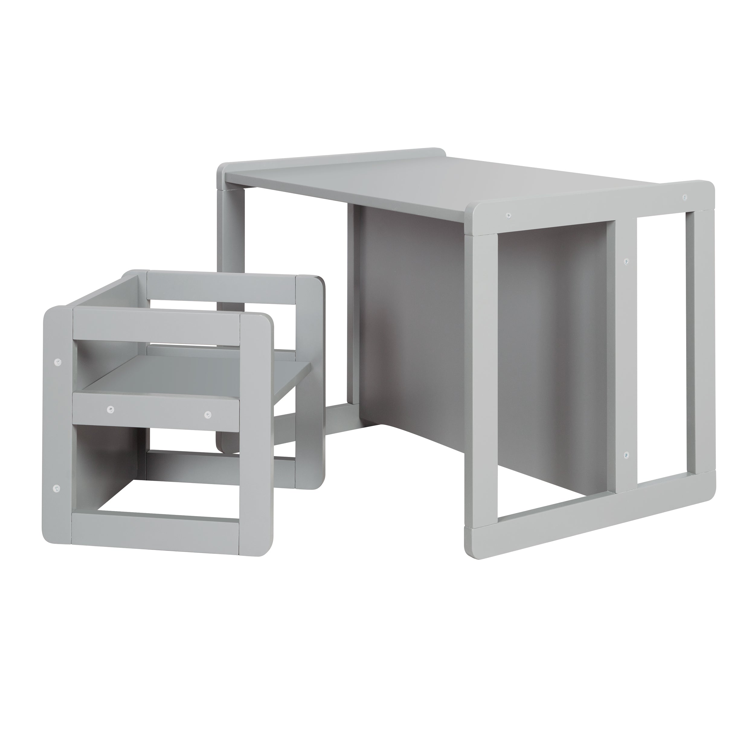 Ensemble table et chaises enfant 3in1- tabouret réversible & table - À banc enfant transformable - Taupe – Détourage (1/19)
