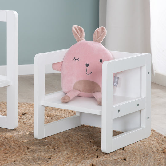 Set tavolo e sedie per bambini 3in1 - Sgabello reversibile & tavolo - A panca per bambini trasformabile - Bianco – Foto d'ambiente (9/17)