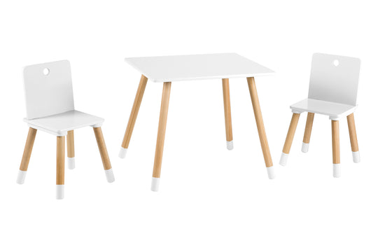 Set tavolo e sedie per bambini, mobili per bambini set in 2 sedie per bambini & 1 tavolo, legno, bianco laccato – Ritaglio (1/6)