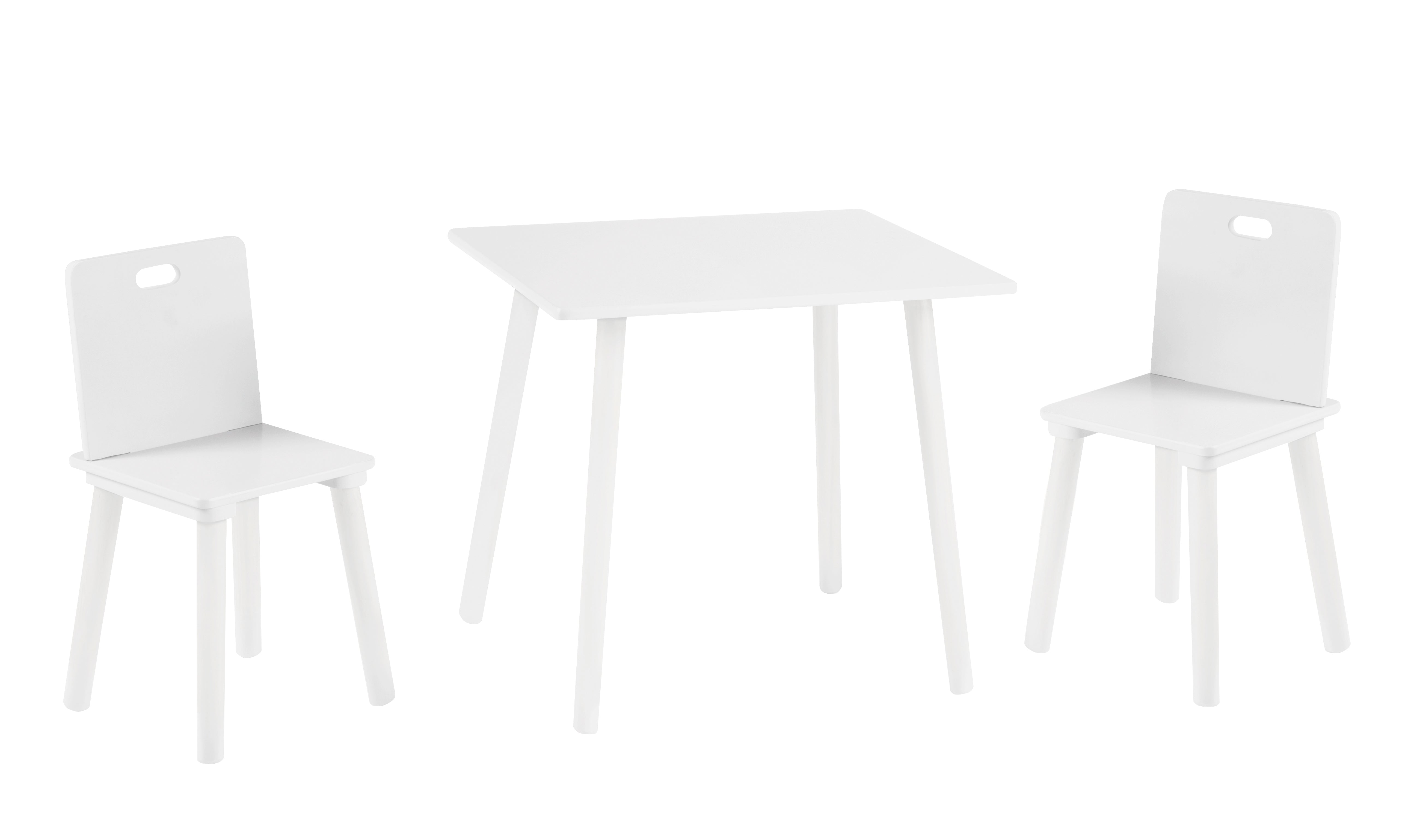 Ensemble table et chaises enfant, mobilier enfant set en 2 chaises enfant & 1 table, ensemble table et chaises bois, blanc laqué. – Photo du produit (1/8)