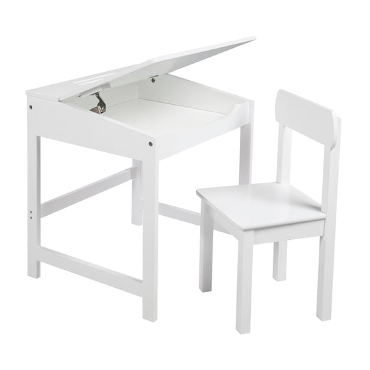 Pupitre escolar con silla, abatible tablero de mesa con bisagras amortiguadas, ranurado ranuras de almacenaje – Recorte (6/14)