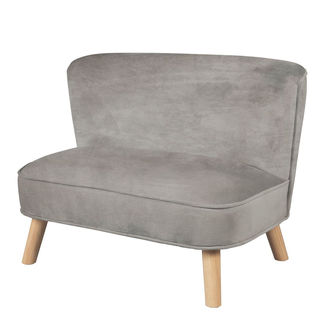 Kindersofa 'Lil Sofa' - Bequeme Kindercouch mit stabilen Holzfüßen - Samtstoff grau – Produktbild (1/8)