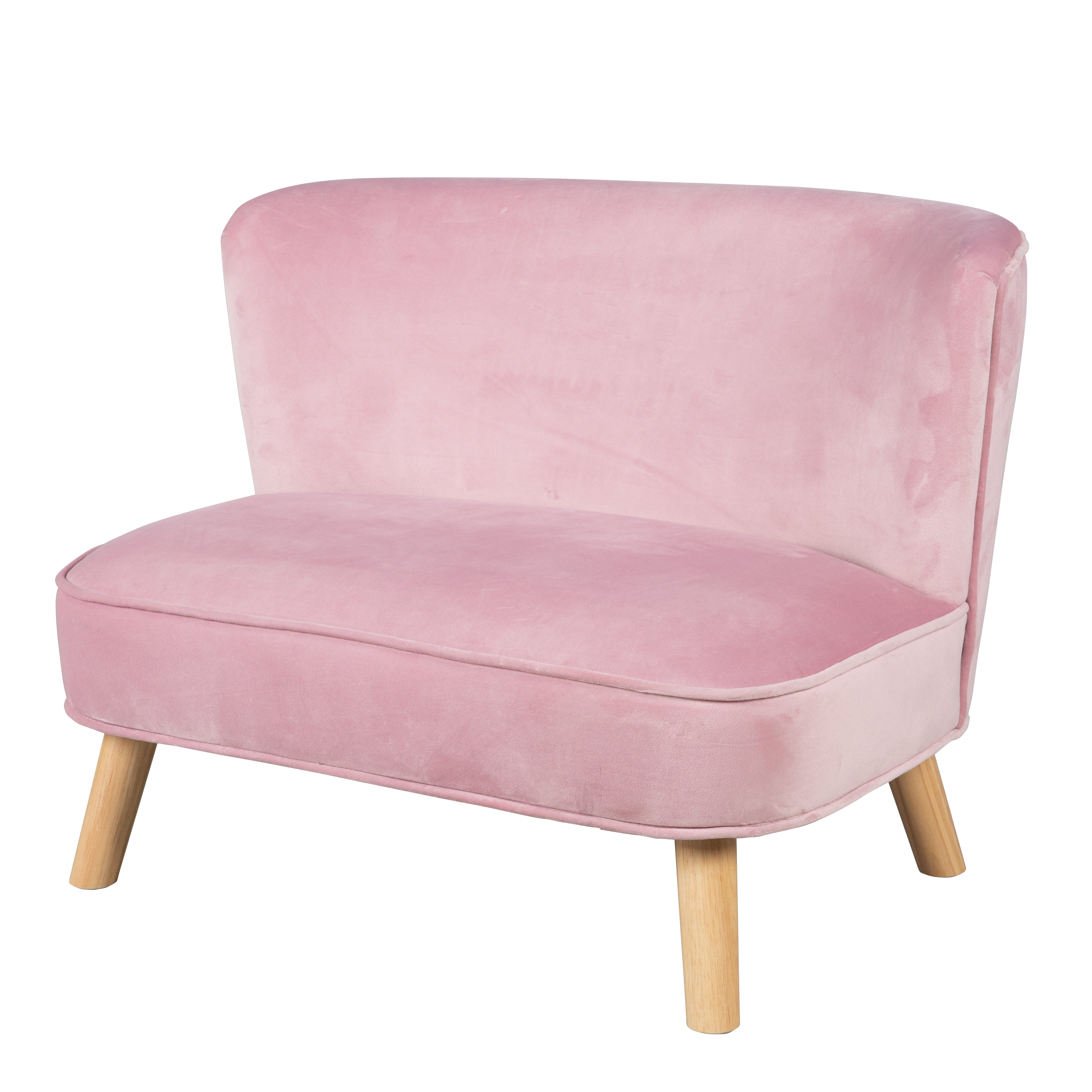 Kindersofa 'Lil Sofa' - Bequeme Kindercouch mit Holzfüßen - Samtstoff rosa – Produktbild (1/10)