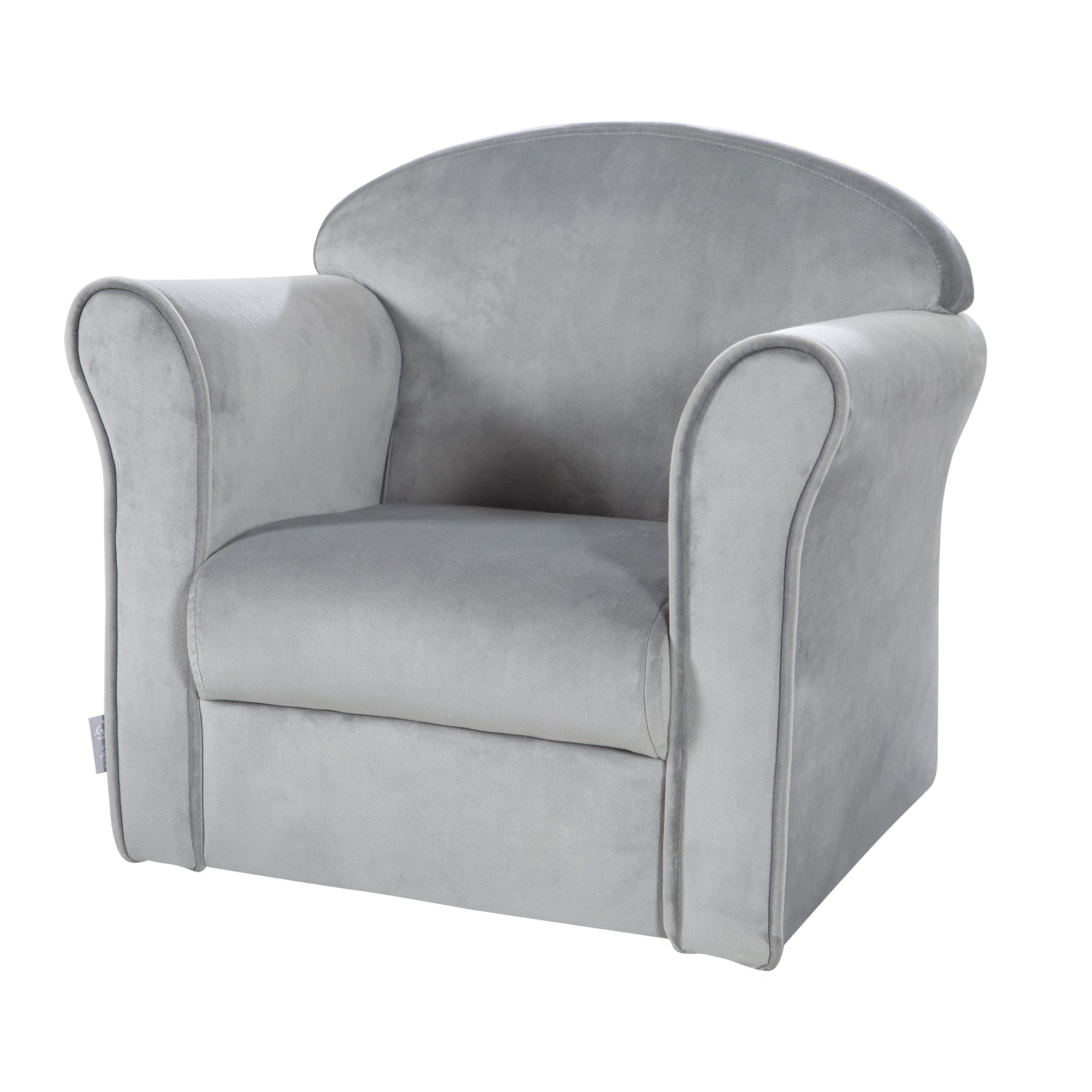Sillón infantil 'Lil Sofa' con reposabrazos, cómodo mini sillón con gris plata tela de terciopelo tapizado – Recorte (1/9)