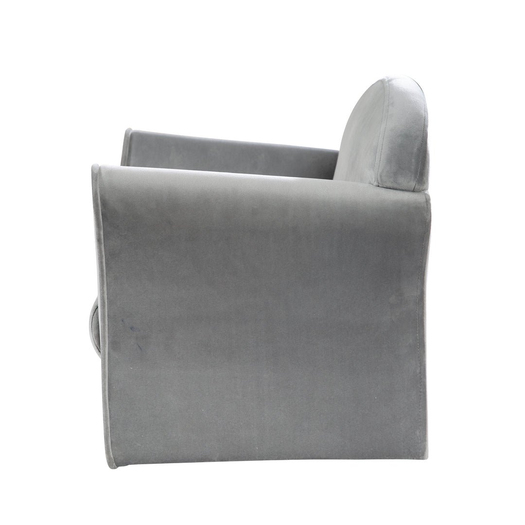Children's Armchair 'Lil Sofa' with Armrests, Comfortable Mini Armchair with Silver Grey Velvet Fabric Covered – Cutout (4/9)