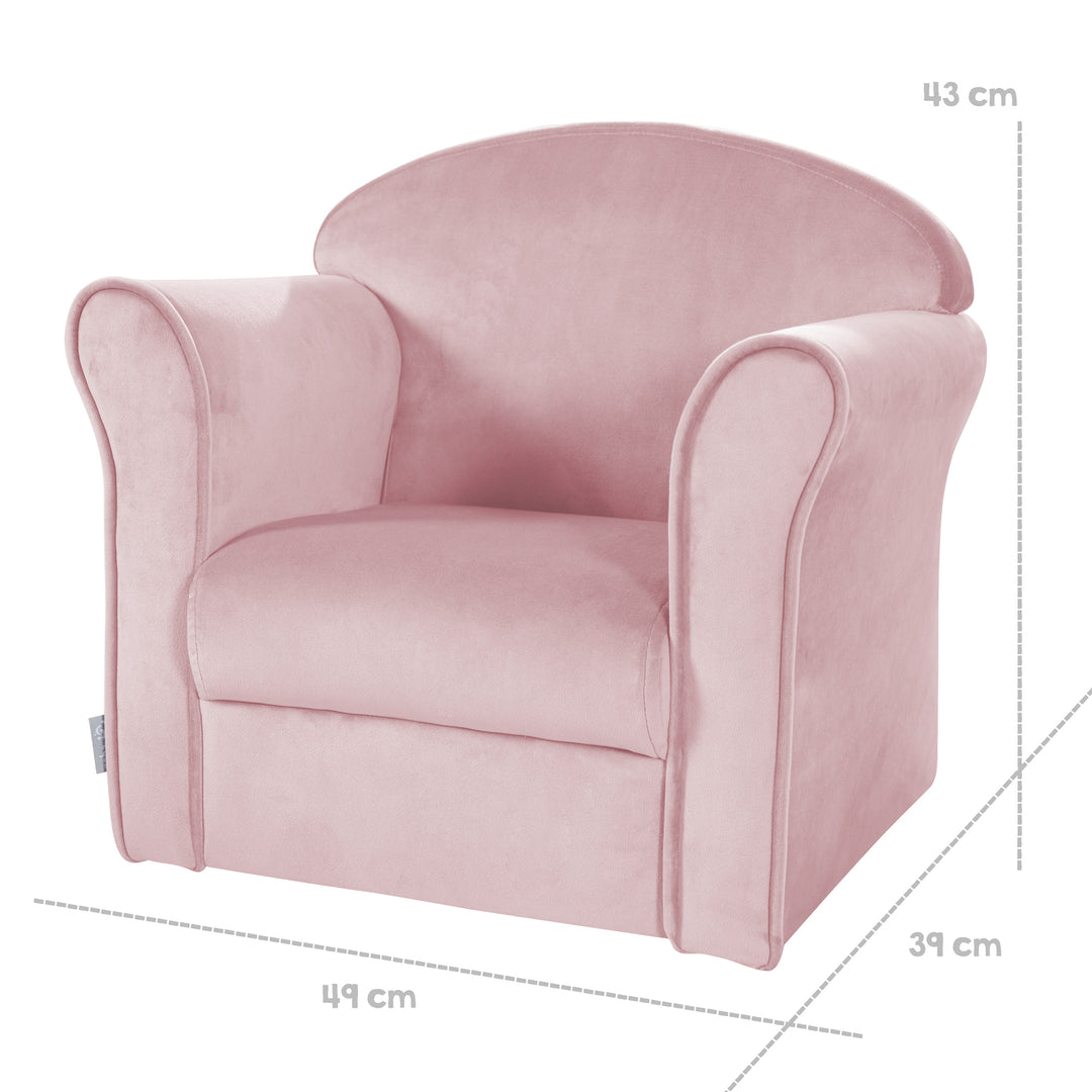 Poltrona per bambini 'Lil Sofa' con braccioli, comodo mini poltrona con rosa tessuto in velluto rivestito – Infografica (5/10)