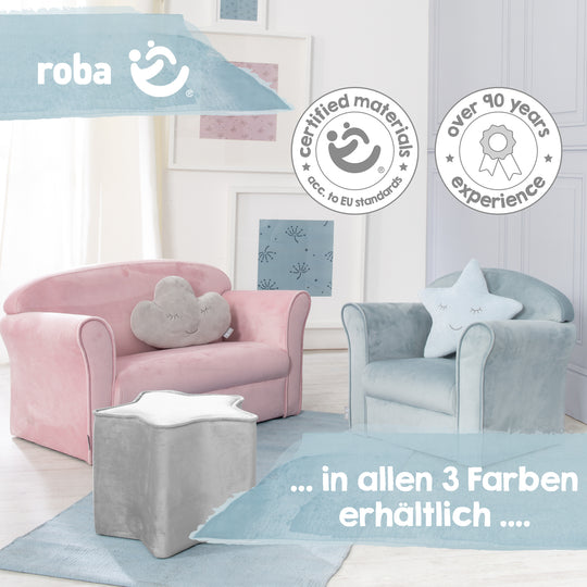 Poltrona per bambini 'Lil Sofa' con braccioli, comodo mini poltrona con rosa tessuto in velluto rivestito – Infografica (8/10)