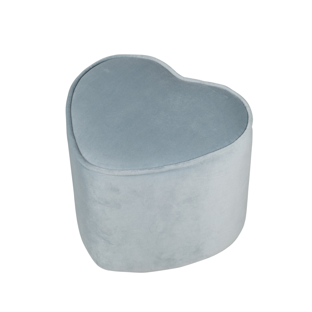 Kinderhocker in Herzform 'Lil Sofa', bequemer Hocker, mit Samtstoff in Sky/Hellblau, Pouf – Produktbild (1/7)