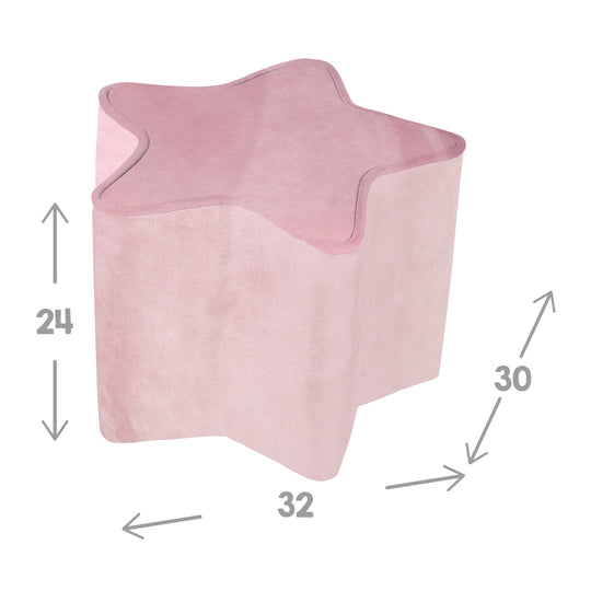 Tabouret enfant en forme d'étoile 'Lil Sofa', confortable tabouret avec tissu velours en le couleur mauve, pouf – Infographie (4/6)