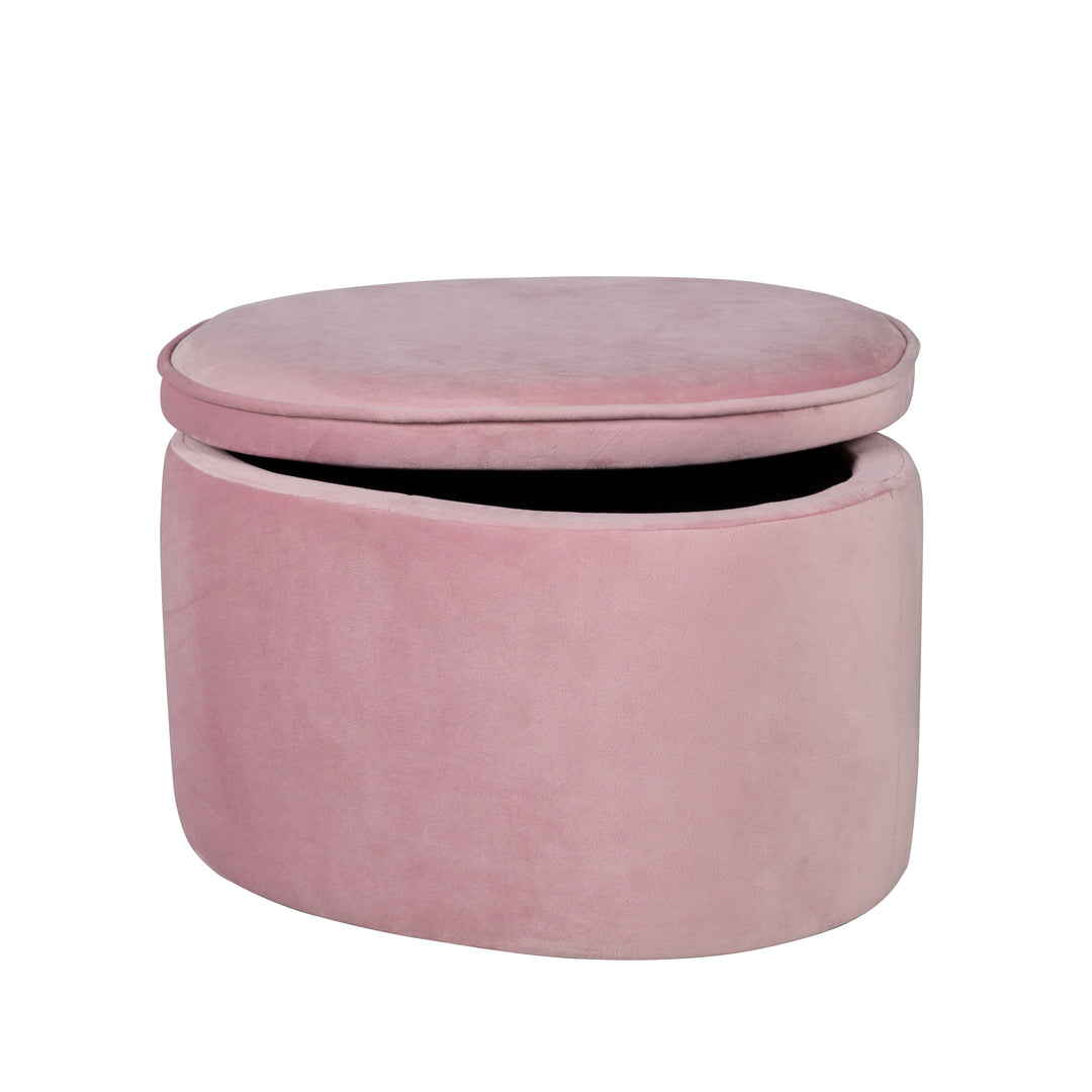 Kinderhocker mit Aufbewahrungsfunktion 'Lil Sofa', oval, bequem, mit Samtstoff bezogen, Mauve – Produktbild (1/9)