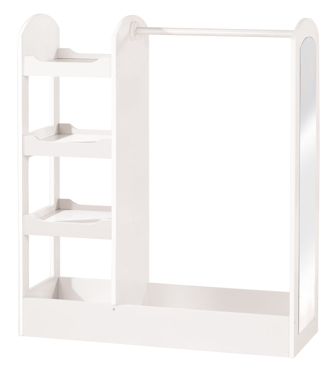 Appendiabiti con appendiabiti, scaffale, appendiabiti & grande specchio, in legno bianco laccato – Foto del prodotto (1/2)
