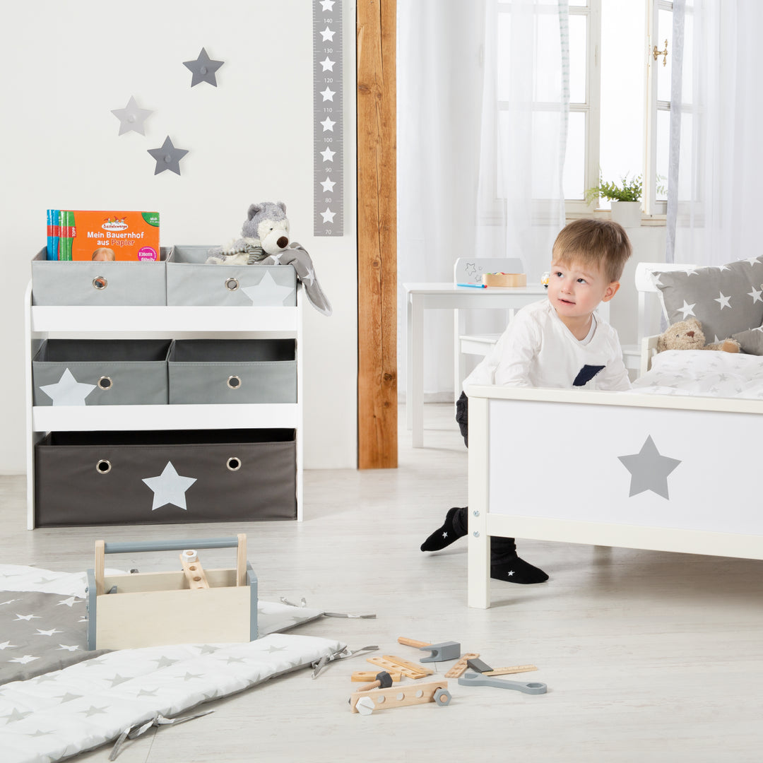 Play Shelf 'Stars', Toy Shelf with 5 Fabric Boxes, Storage Shelf, for Boys and Girls – Product Image (7/8)