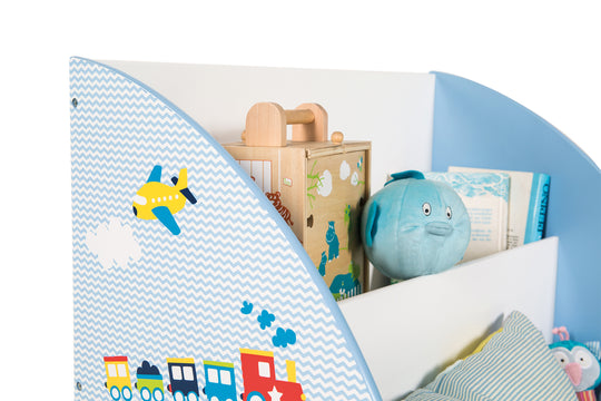 Kinderregal 'Rennfahrer', Spielregal fahrbar & drehbar mit Rollen, blau – Sonderbild (5/6)