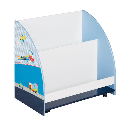 Kinderregal 'Rennfahrer', Spielregal fahrbar & drehbar mit Rollen, blau – Produktbild (1/6)