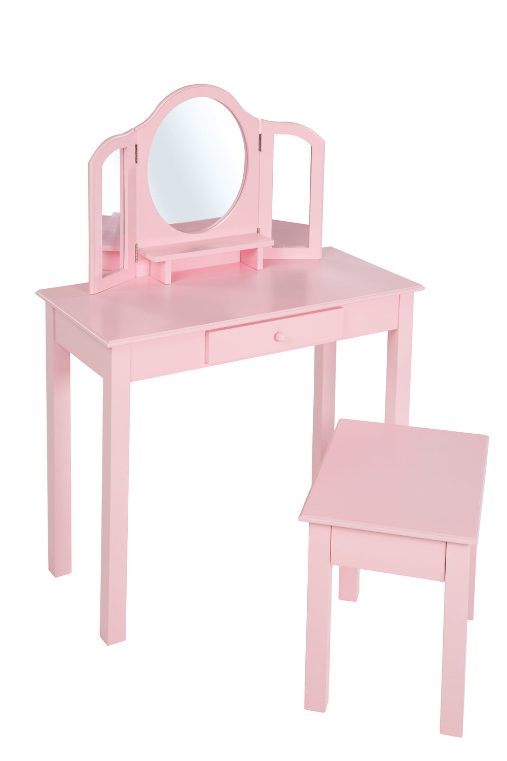 Schmink- & Frisiertisch, Kinderanrichte / Schminktisch mit Schminkspiegel u. Hocker, rosa – Produktbild (2/7)