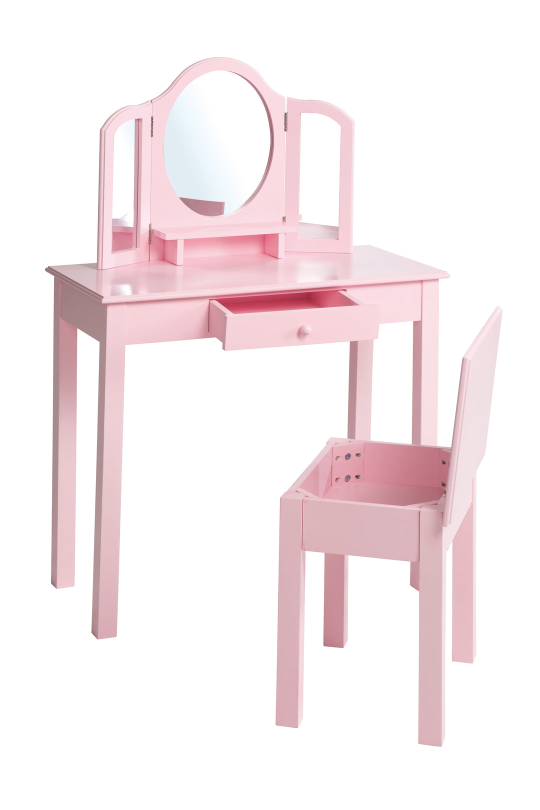 Make-Up & Dressing Table, Kinderanrichte / Dressing Table with Make-Up Mirror and. Stool, Pink – Product Image (3/7)