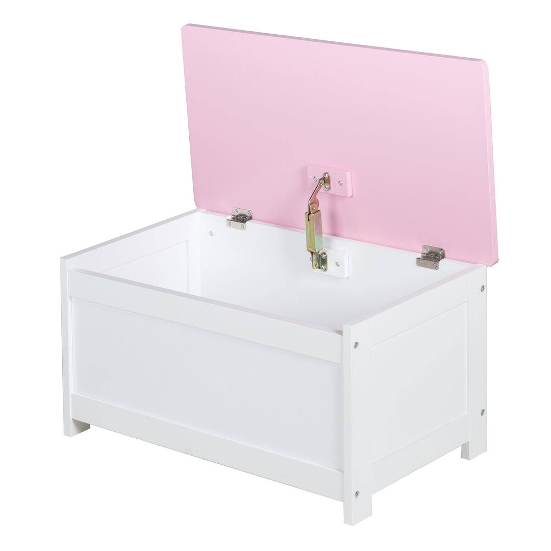 Baúl para juguetes 'Corona', asiento-& baúl de almacenaje para el habitación infantil, banco baúl rosa / rosa – Recorte (4/6)