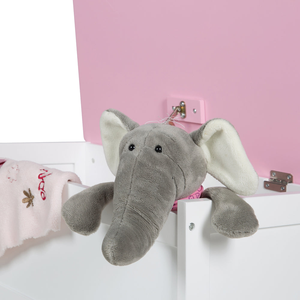 Spielzeugtruhe 'Krone', Sitz-& Aufbewahrungstruhe fürs Kinderzimmer, Truhenbank rosa / pink – Milieubild (2/6)