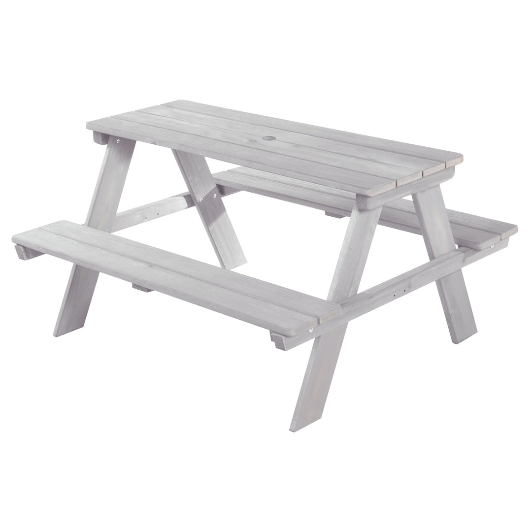 Kindersitzgruppe 'Outdoor+', wetterfeste Sitzgarnitur 'Picknick for 4', aus Massivholz, grau – Freisteller (1/8)