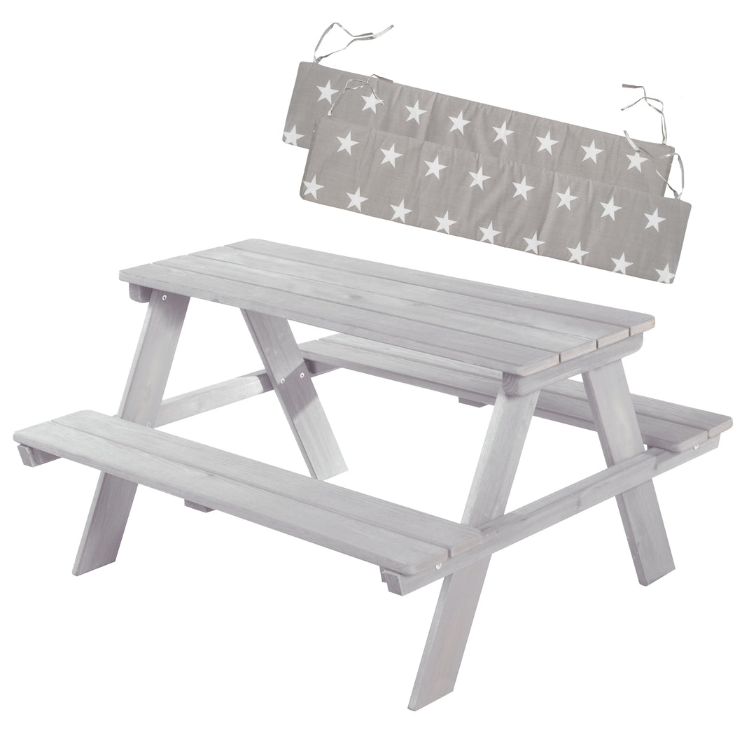 Children's Seating Set 'Outdoor+', Wetterfeste Seating Set 'Picknick for 4', Made of Solid Wood, Grey – Cutout (6/8)