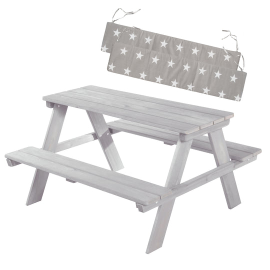 Children's Seating Set 'Outdoor+', Wetterfeste Seating Set 'Picknick for 4', Made of Solid Wood, Grey – Cutout (6/8)