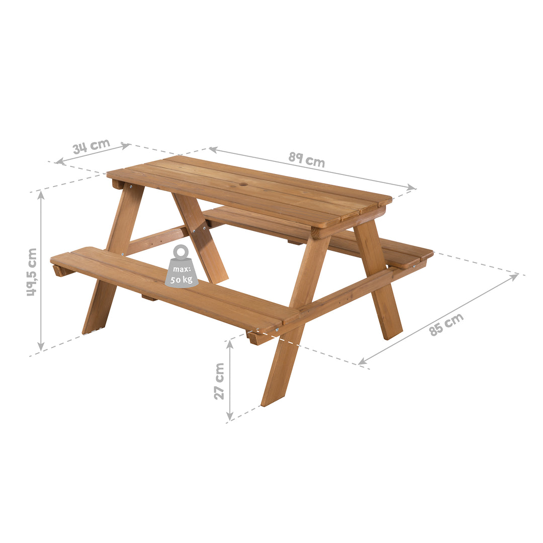 Children's Seating Set 'Outdoor+', Wetterfeste Seating Set 'Picknick for 4', Solid Wood, Teak Look – Infographic (4/11)