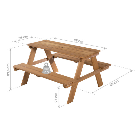 Children's Seating Set 'Outdoor+', Wetterfeste Seating Set 'Picknick for 4', Solid Wood, Teak Look – Infographic (4/11)