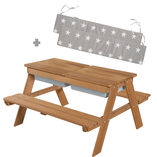 Set tavolo e sedie per bambini 'Play' con vaschette di gioco, resistente tutti intemperie legno massello, set tavolo e sedie & tavolo per il fango – Ritaglio (12/12)