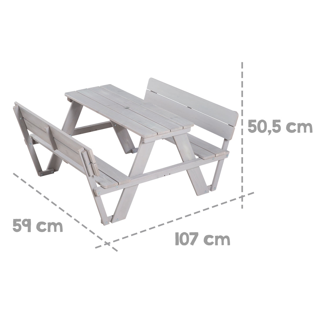 Ensemble table et chaises enfant 'PIQUE-NIQUE for 4' avec dossier, incl. set de parasol – Infographie (6/10)