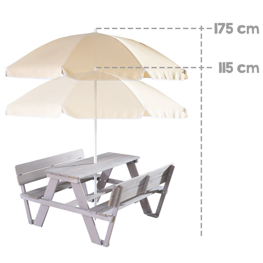 Ensemble table et chaises enfant 'PIQUE-NIQUE for 4' avec dossier, incl. set de parasol – Infographie (8/10)