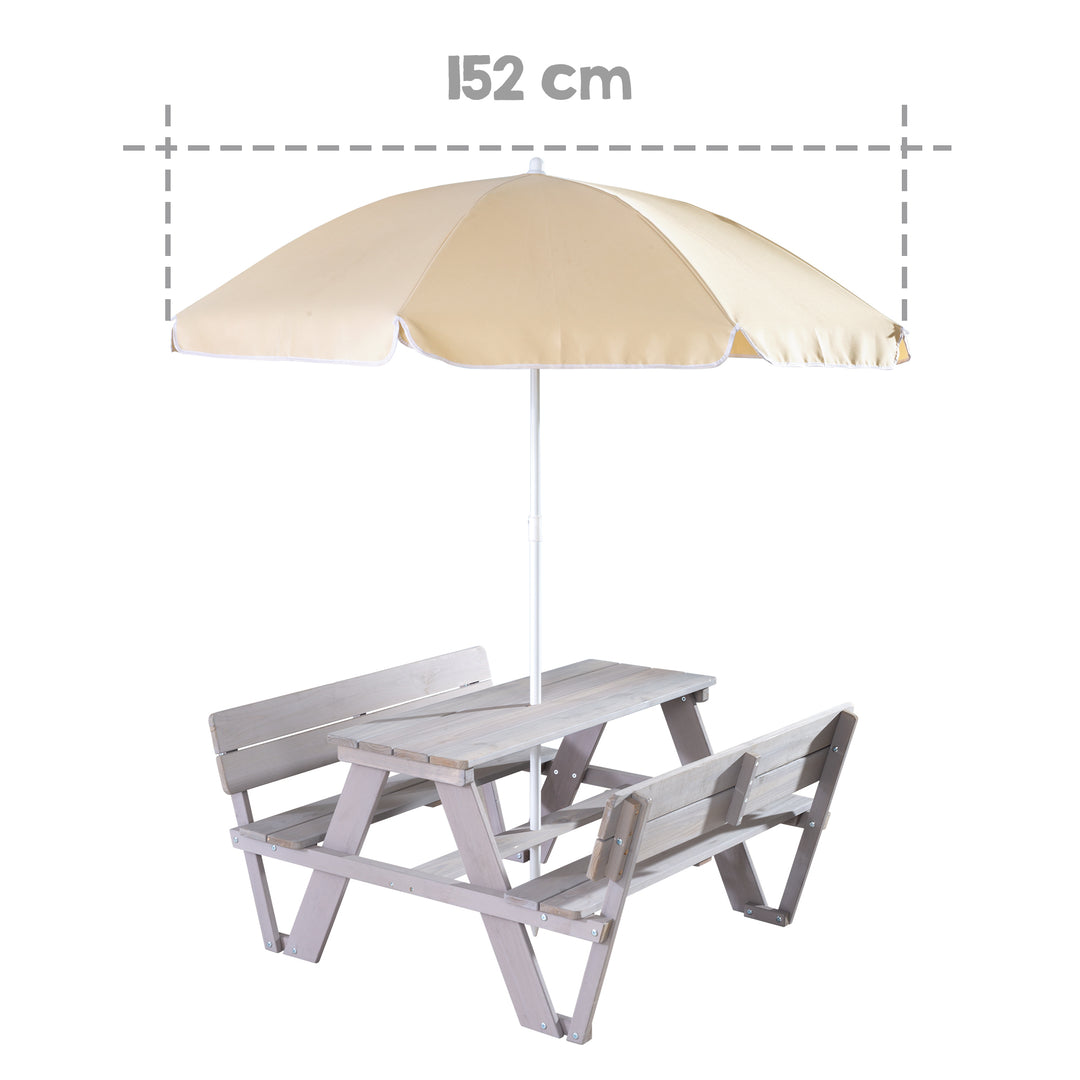 Ensemble table et chaises enfant 'PIQUE-NIQUE for 4' avec dossier, incl. set de parasol – Infographie (9/10)