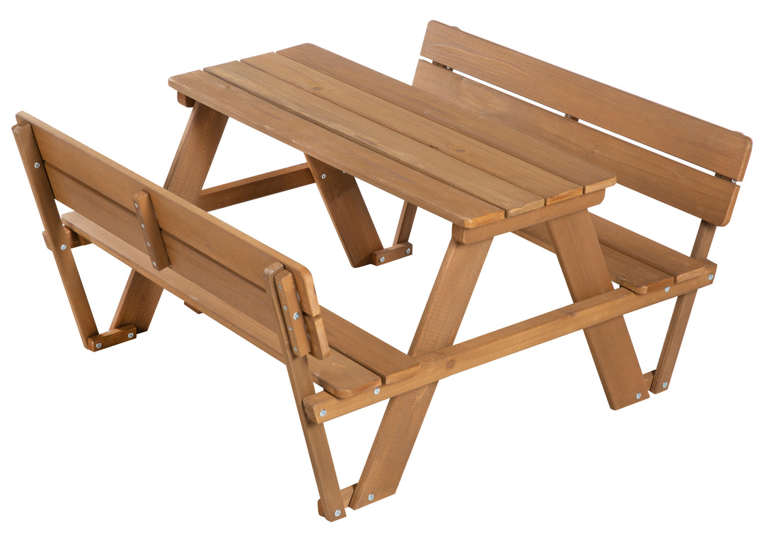 Kindersitzgruppe 'Outdoor+' mit 2 Bänken + Tisch 'Picknick for 4' - Massivholz wetterfest - Teak – Freisteller (1/11)