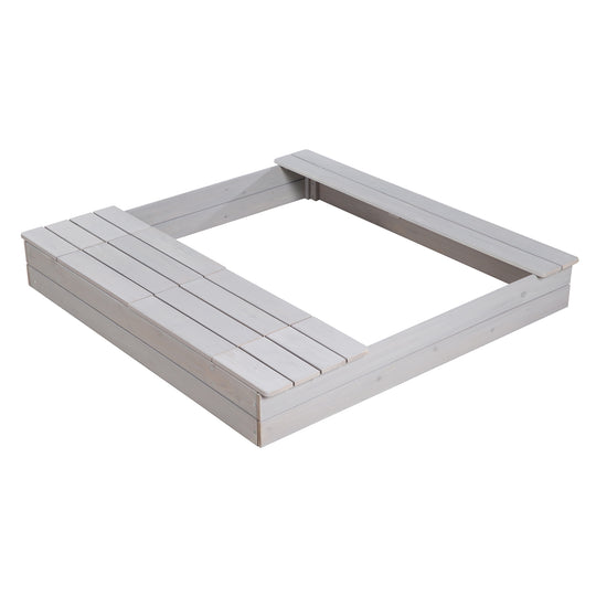 Sandbox 'Outdoor +' with 2 Play Tubs, Wooden Sandbox Made of Weatherproof Solid Wood, Grey Glazed – Cutout (3/11)