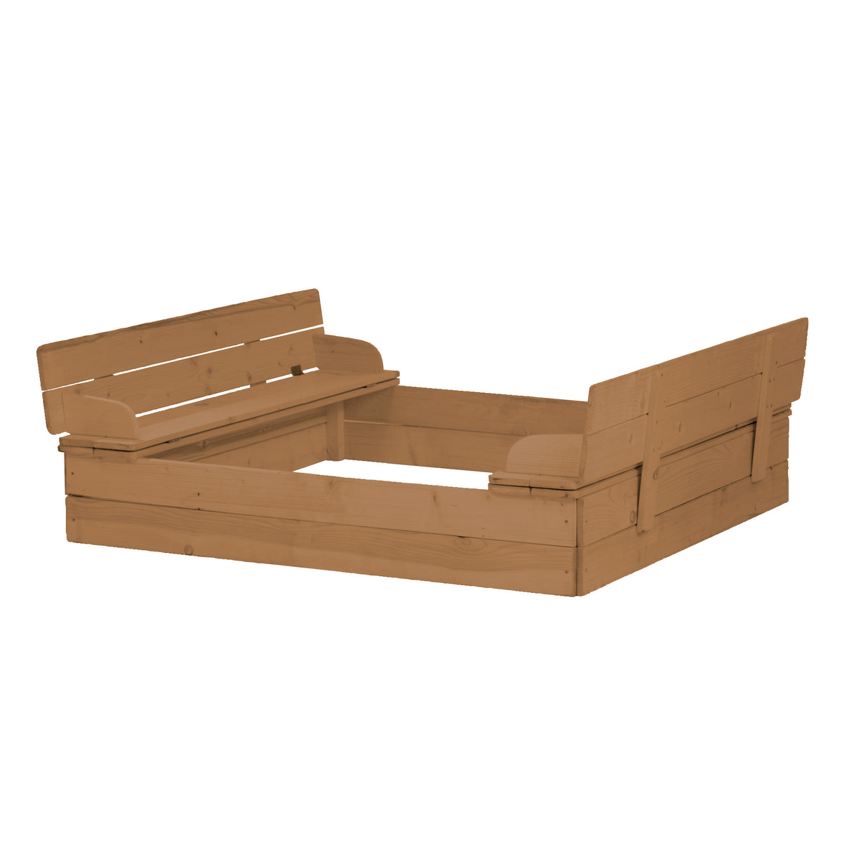 Sandbox Foldable to 2 Benches, Solid Wood, Weatherproof, Teak-Coloured, 21,5 x 127 x 123,5 cm – Product Image (1/6)