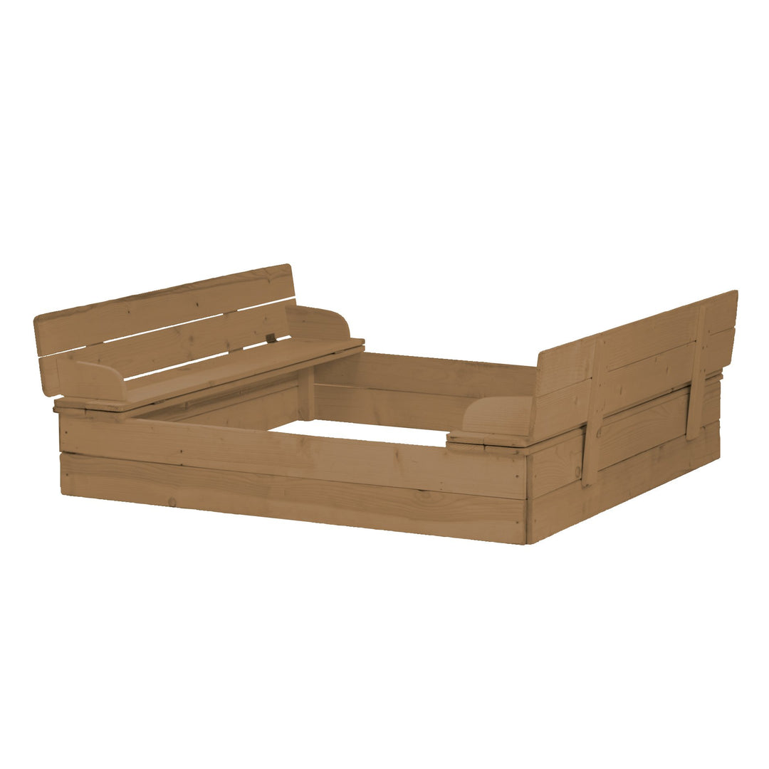 Sandbox Foldable to 2 Benches, Solid Wood, Weatherproof, Teak-Coloured, 21,5 x 127 x 123,5 cm – Product Image (5/6)