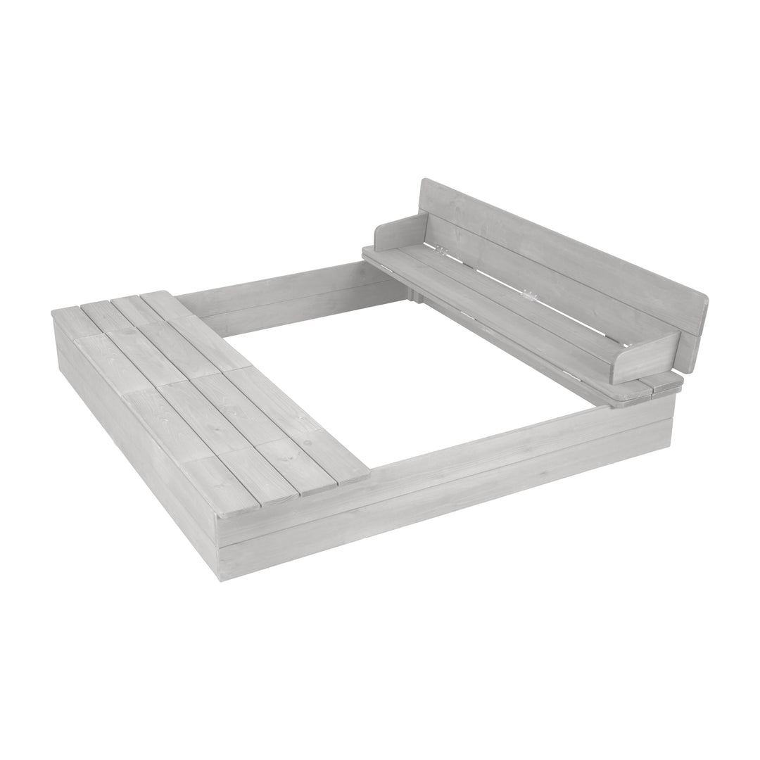 Sabbiera 'Outdoor +' grigio laccato, incl. apribile panca & 2 vaschette di gioco – Ritaglio (8/10)