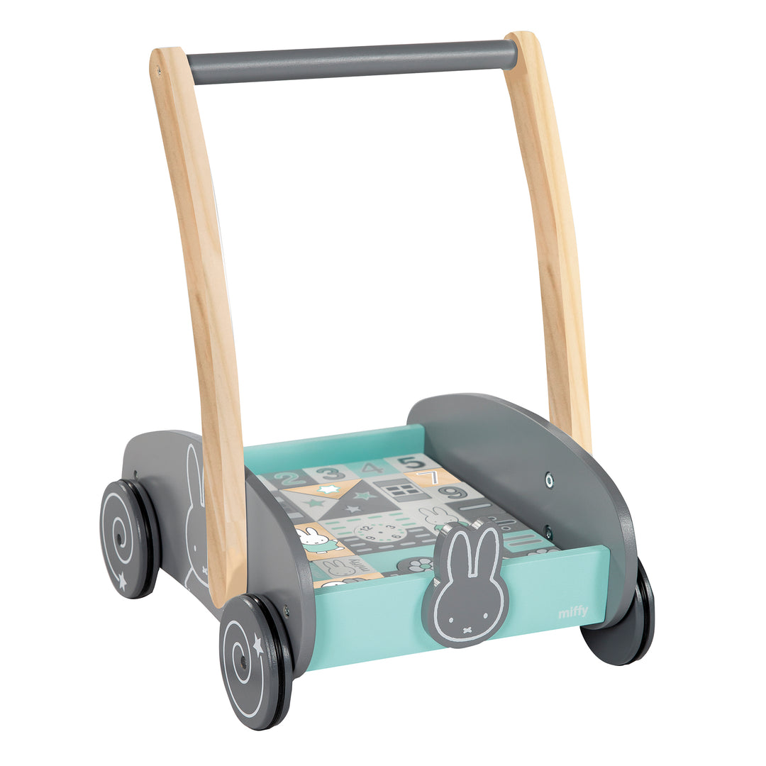 Schiebewagen 'miffy®' con 35pezzi set di cubi da costruzione, legno naturale & laccato, altezza manigliäaltezza: 45cm – Ritaglio (3/7)