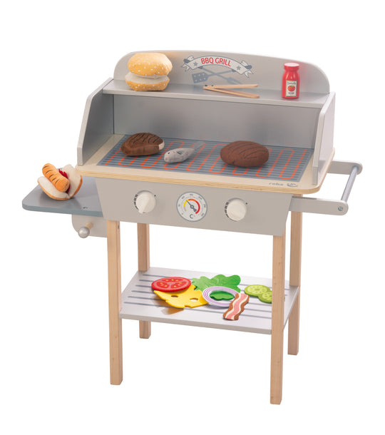 BBQ-Grill aus Holz, mit 14-teiligem Stoffzubehör, Spielzeug Barbecue Grill, ab 3 Jahren – Produktbild (1/14)