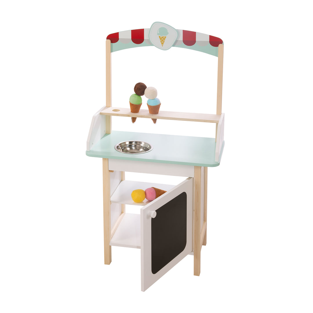 Stand de glaces en bois, avec accessoires, 3 cornets de glace en tissu, 6 boules de glace en tissu en peluche, à partir de 3 ans – Détourage (3/13)
