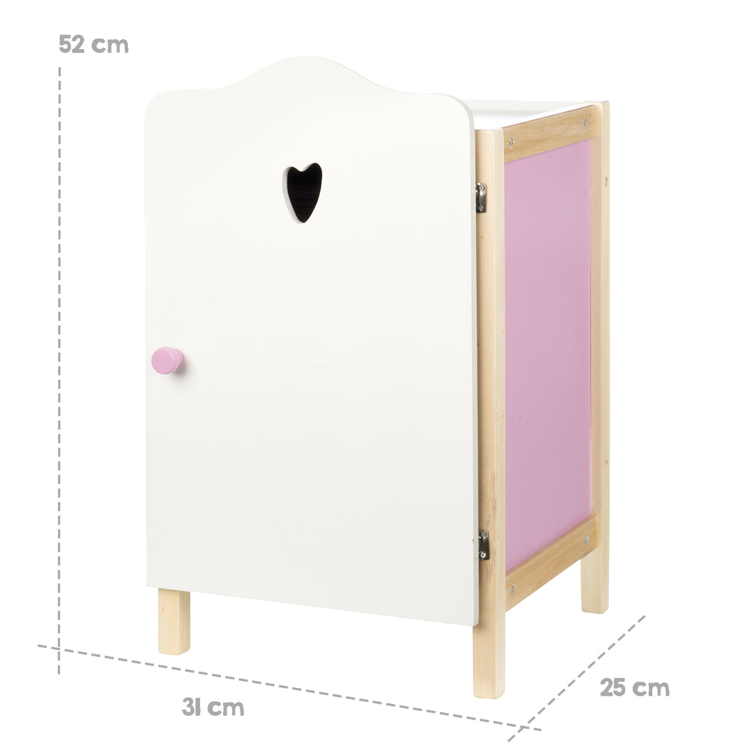 Puppenkleiderschrank 'Scarlett', zum Verstauen von Puppenkleidung & Zubehör, weiß lackiert – Infografik (7/8)