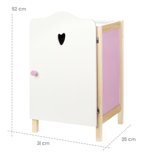Puppenkleiderschrank 'Scarlett', zum Verstauen von Puppenkleidung & Zubehör, weiß lackiert – Infografik (7/8)