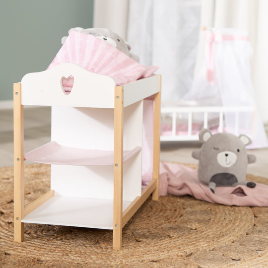 Puppenkommode & -bett, Puppenmöbel Serie 'Scarlett' inkl. textiler Ausstattung, weiß – Milieubild (2/6)