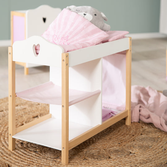 Puppenkommode & -bett, Puppenmöbel Serie 'Scarlett' inkl. textiler Ausstattung, weiß – Milieubild (5/6)