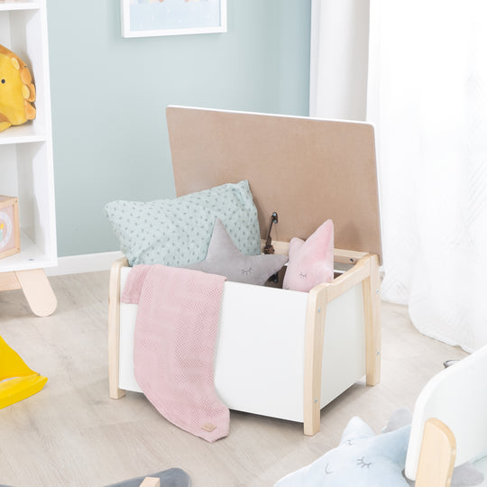 Kinder- & Spielzeugtruhe aus Massivholz, bicolor, inklusive Dämpfungsbeschlag – Milieubild (2/8)