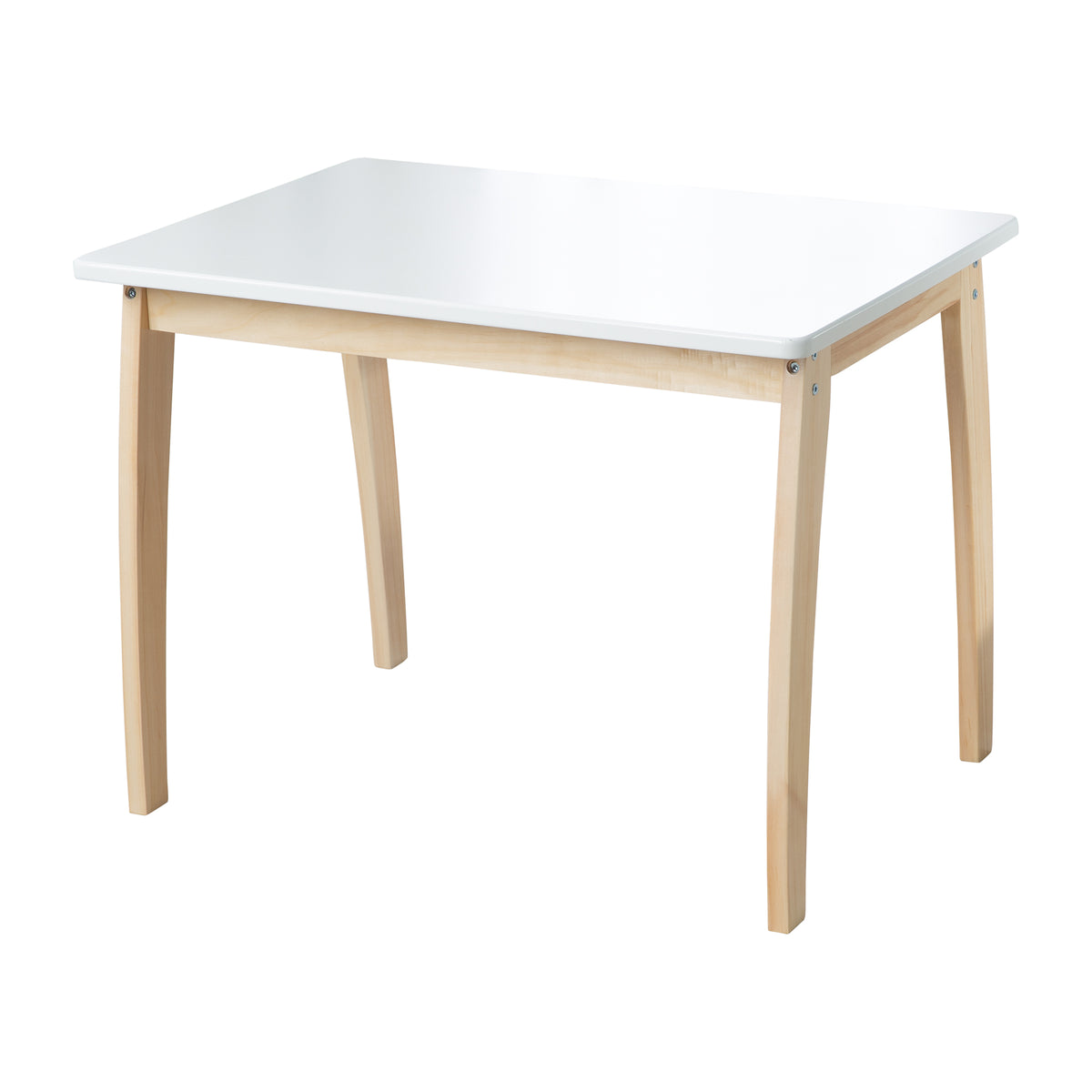 Kindertisch aus Massivholz & MDF, Tischplatte weiß lackiert, HxBxT: 56 x 76 x 52 cm – Freisteller (1/4)